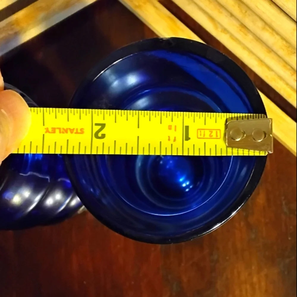2 ASEDA Sweden Cobalt Blue Glass Vases Bamboo & Wave Bubble Bo Borgstrom MCM